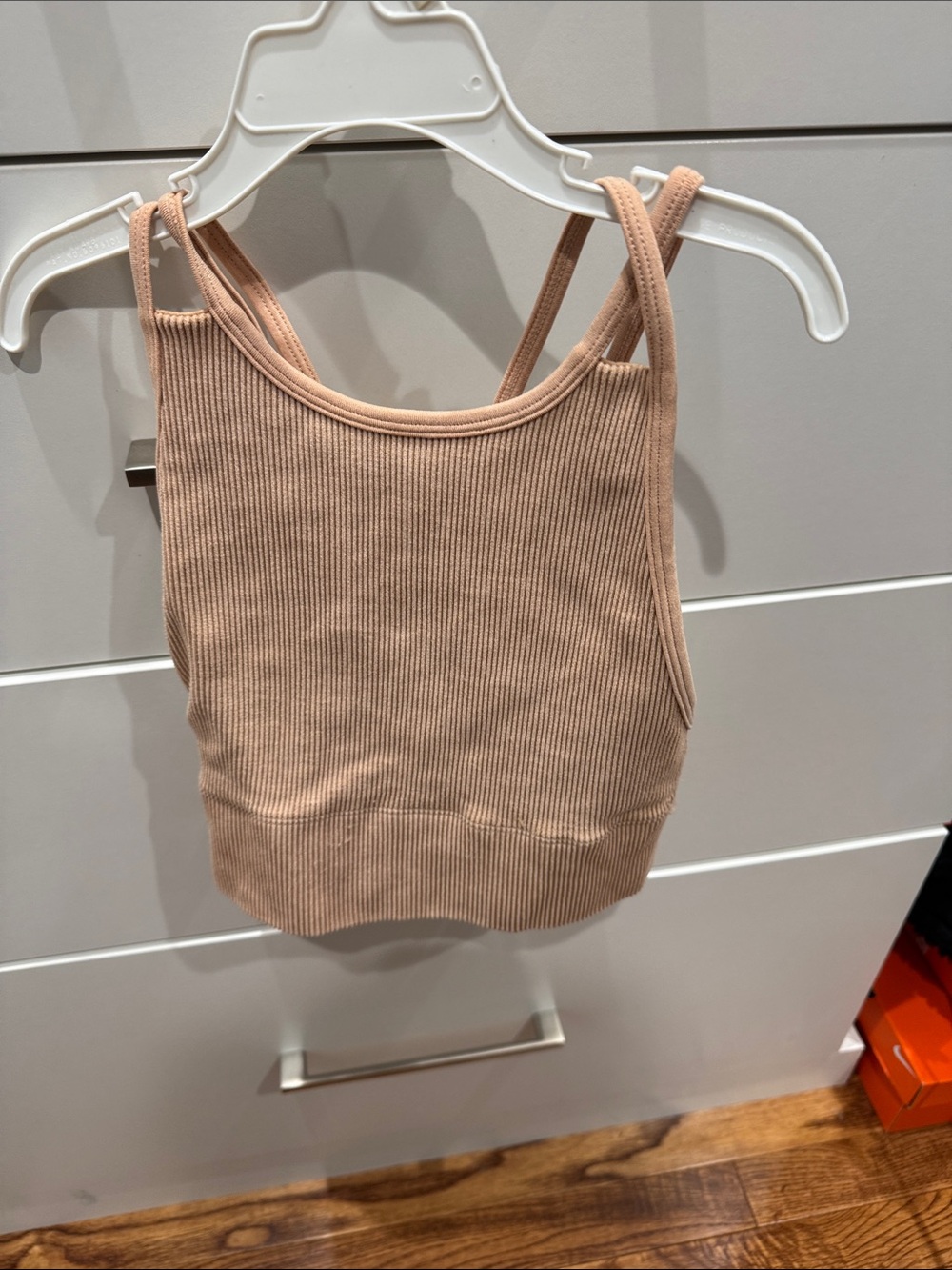 Gilly Hicks Ribbed Crop Tank Top in Nude Pink